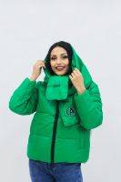 Демисезонная женская куртка весна осень +дутый шарф-косынка 8193 [зеленый]