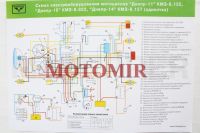 Схема электропроводки МТ, Днепр 11, 16 (одиночка) (12 вольт) (цветная)