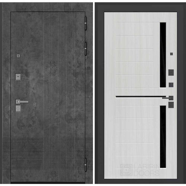 Дверь Входная Бункер BN-08 02 Сандал белый, стекло черное