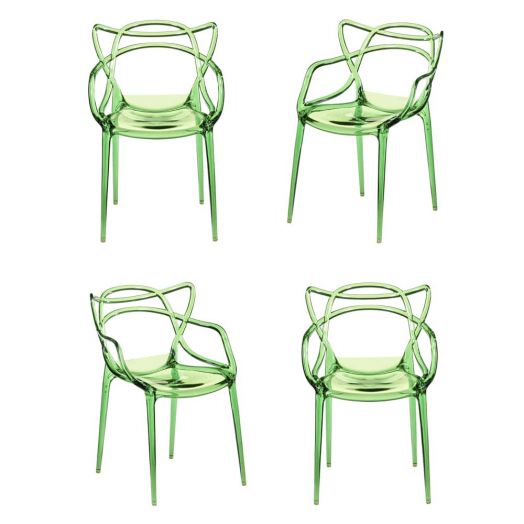 Комплект из 4-х стульев Masters прозрачный 
зелёный
