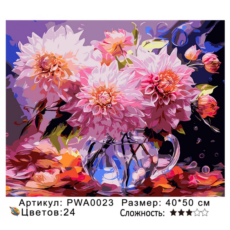 Картина по номерам на  подрамнике PWA0023 с цветным холстом