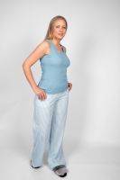 Пижама женская майка+брюки 0935 [голубая полоска]
