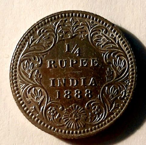 1/4 рупии 1888 Индия AUNC Великобритания Редкий год