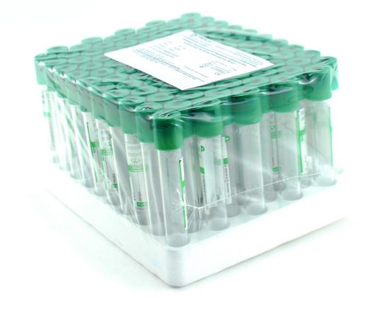 Пробирки вакуумные с натрий гепарином, 9 мл, 16х100 мм, 100 шт/упак, пластик, для исследования плазмы, Gr-Med