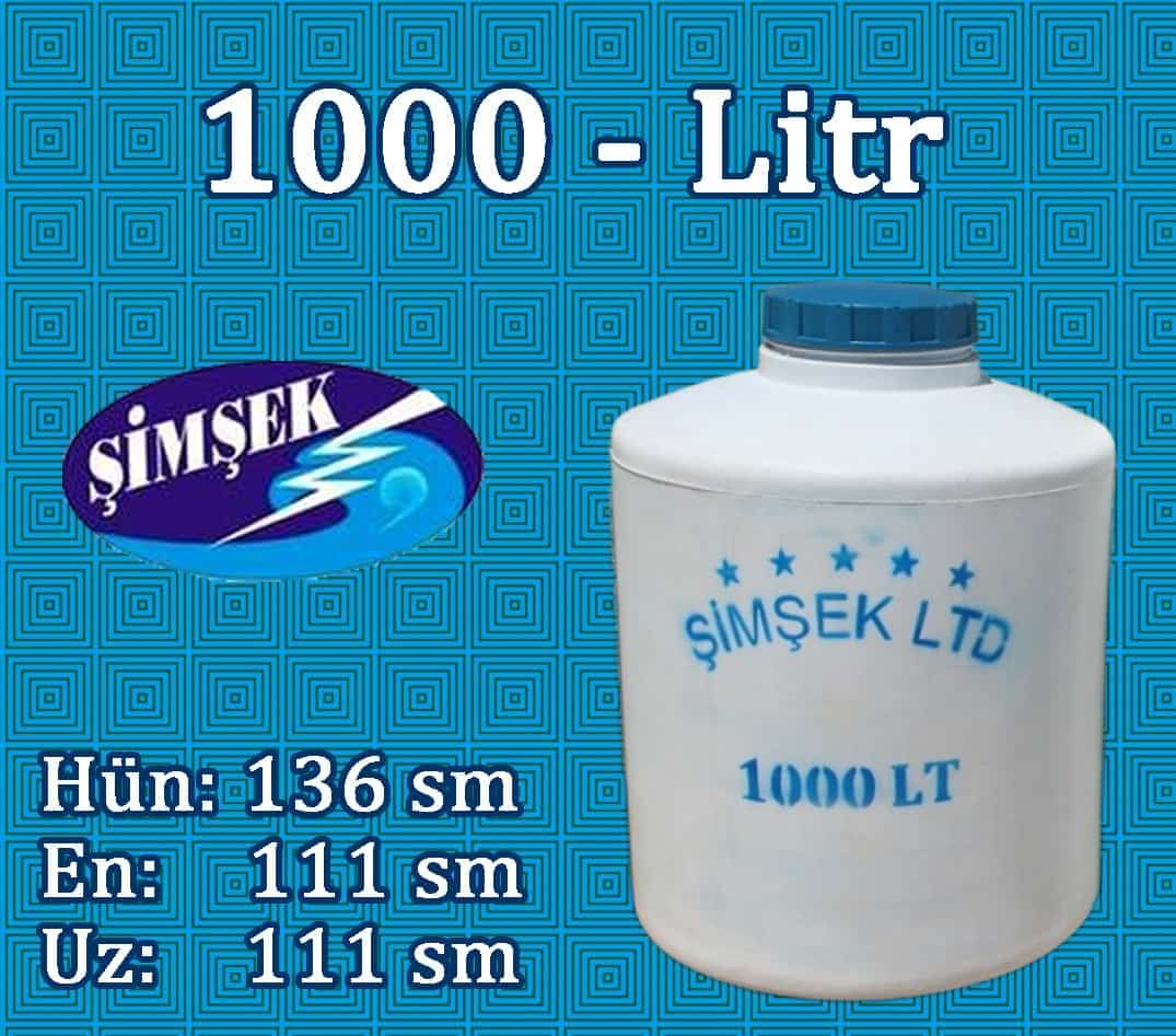 Su çəni 1000 litr Şimşek - 1(bir) tonluq su bakı h=136