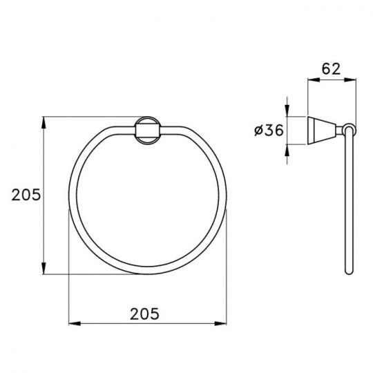 Полотенцедержатель Stella Lucilla кольцо 20.5см. подвесной 603 схема 2