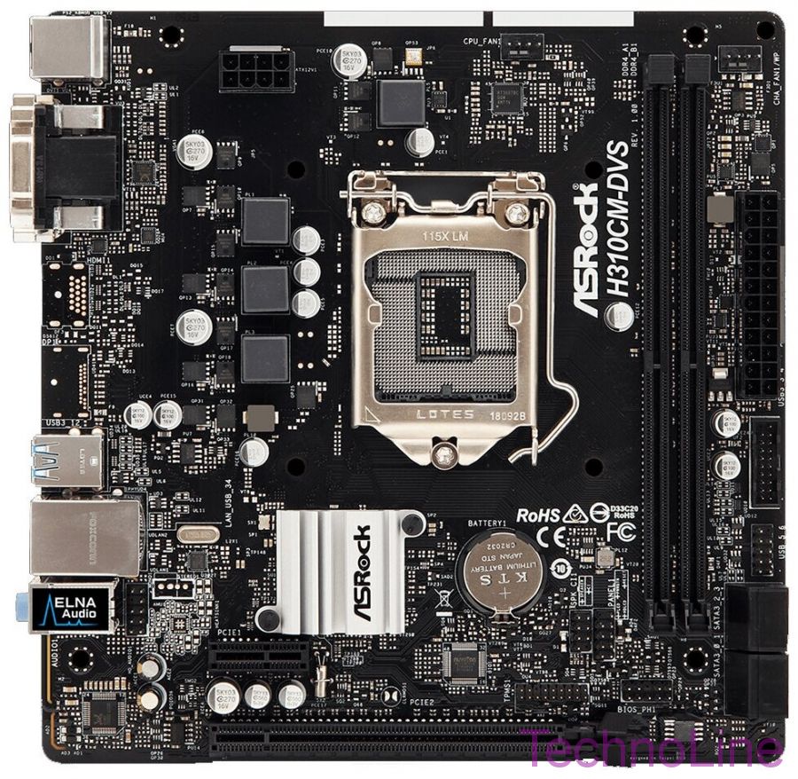 Материнская плата 1151 v2 ASRock H310CM-DVS