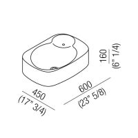 Раковина Agape Nivis 60х45х16 см с 1 отв. цвет: белый схема 2