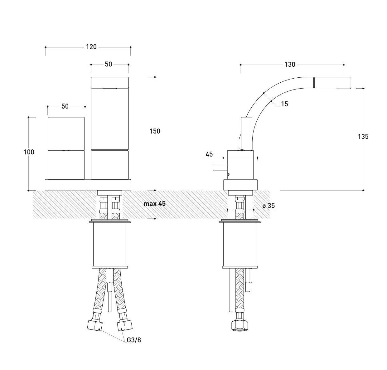 Смеситель Flaminia SI Single Lever Bidet Mixer схема 2