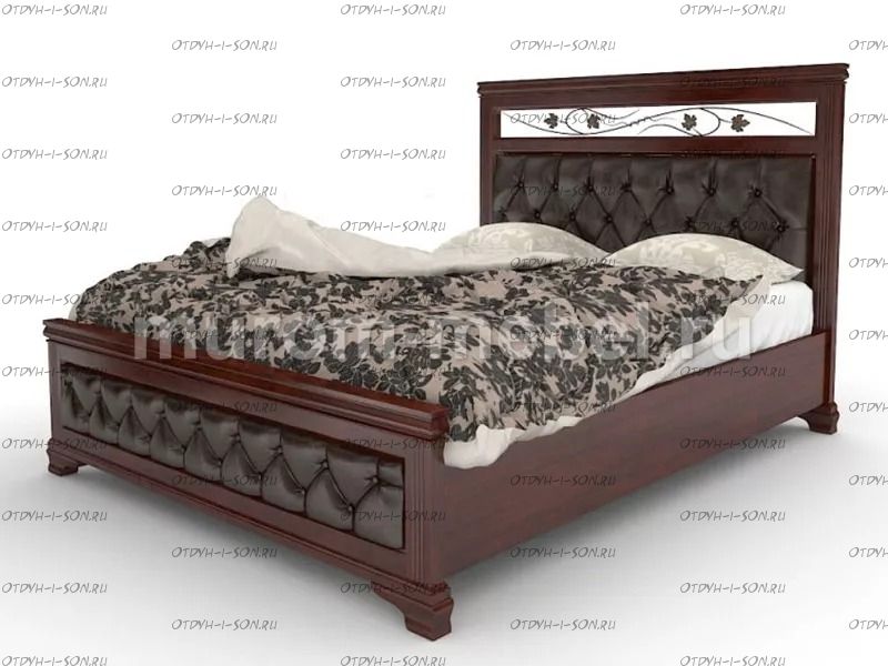 Кровать Лира  с мягкой вставкой и ковкой