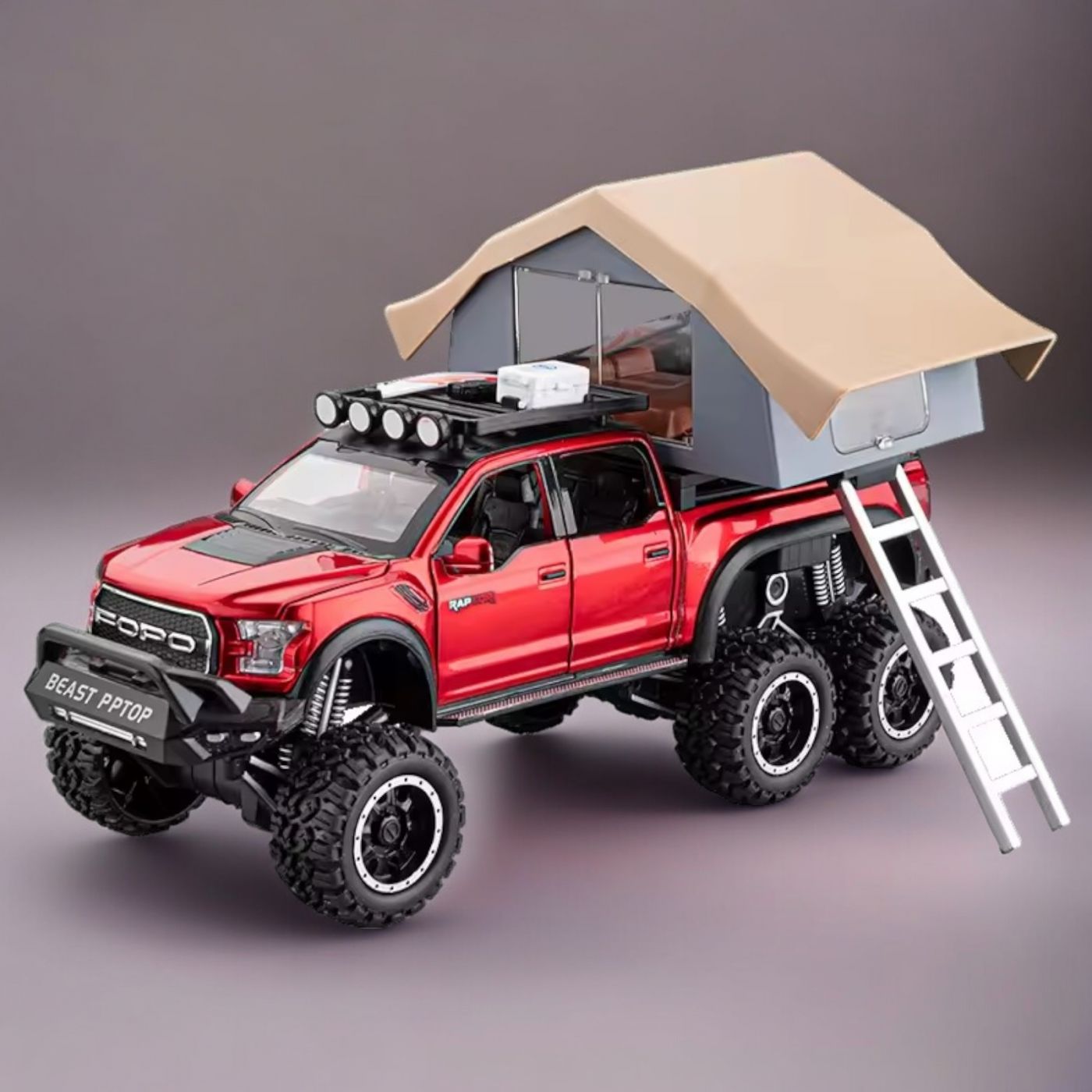 Машинка металлическая Ford Raptor F150 с палаткой 1:24 свет, звук CZ65A