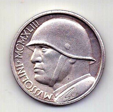 10 лир 1943 Италия Муссолини UNC