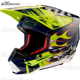 Шлем Alpinestars S-M5 Rash, Сине-желтый