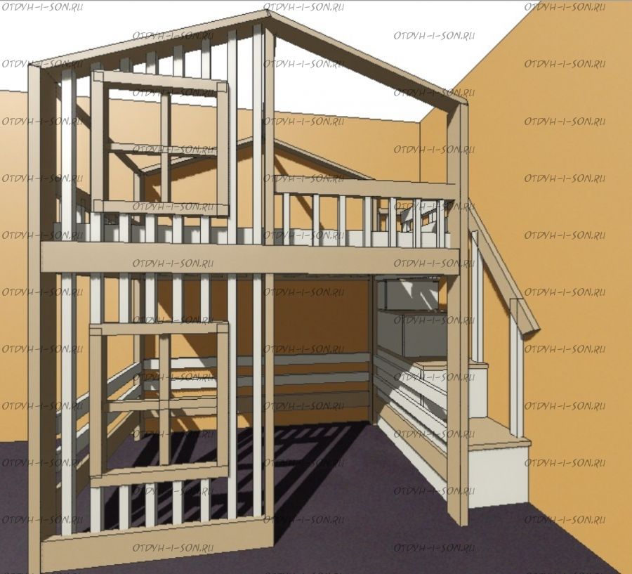Кровать-чердак домик Roof №5Y2+