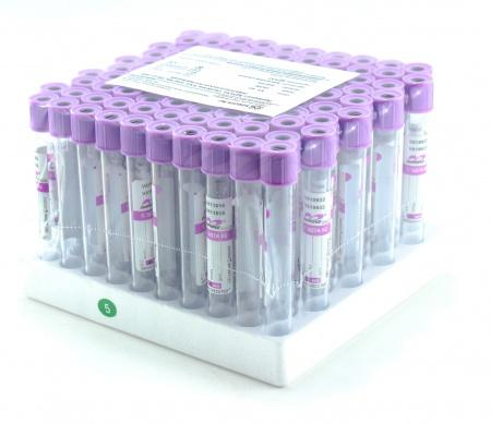 Пробирки с ЭДТА К3, 2 мл, 13х75 мм, пластик, для гематологических исследований, 100 шт/упак, M.Med