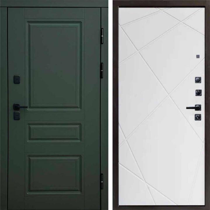 Входная дверь Termo-door Орегон Грин Лучи Белый софт с терморазрывом Металлическая