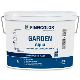 Эмаль Акриловая Finncolor Garden Aqua 9л Универсальная, Полуматовая для Внутренних Работ Без Запаха / Финнколор Гардн Аква*