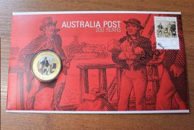 Австралия Комплект марка + 1 доллар "200 лет почтой службе Австралии" 2009 год UNC