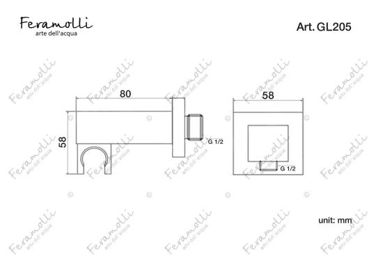 Подключение для шланга с держателем Feramolli GL205, золото схема 2