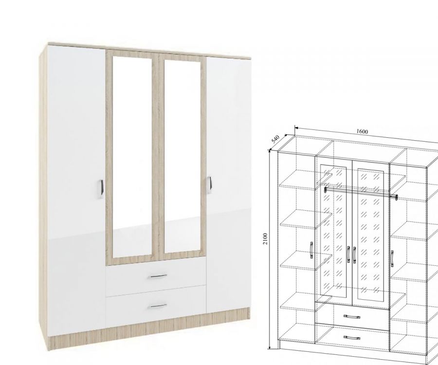 СШК 1600.1  Шкаф 4-х створчатый  Софи