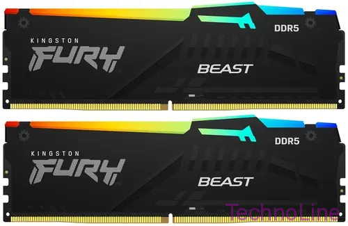 Модуль памяти DDR5 64Gb Kingston 5600 Fury Beast RGB KF556C40BBAK2-64 (2x32Gb Kit)