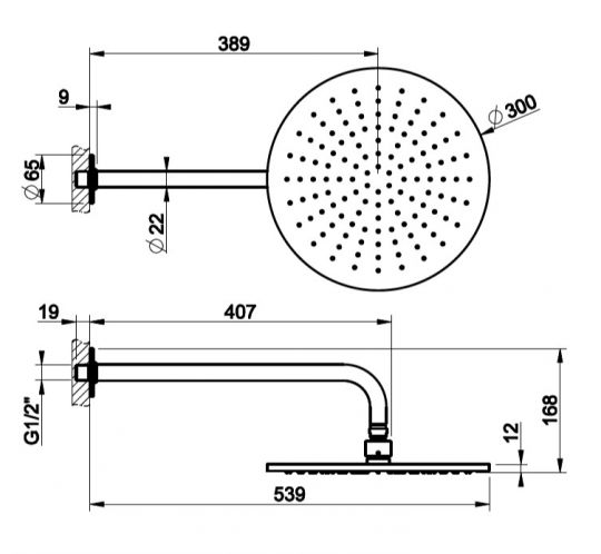 Тропический душ Gessi Inciso 30х30 58248031 хром схема 2