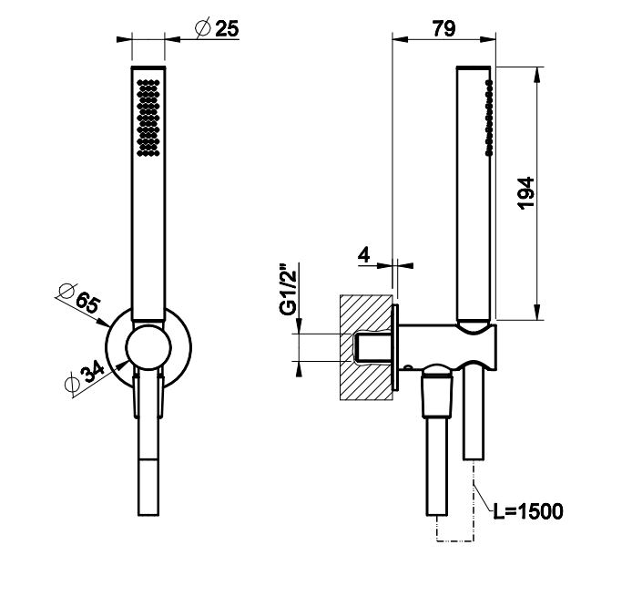 Душевой гарнитур Gessi Shower Sets 54023299 черный матовый схема 1