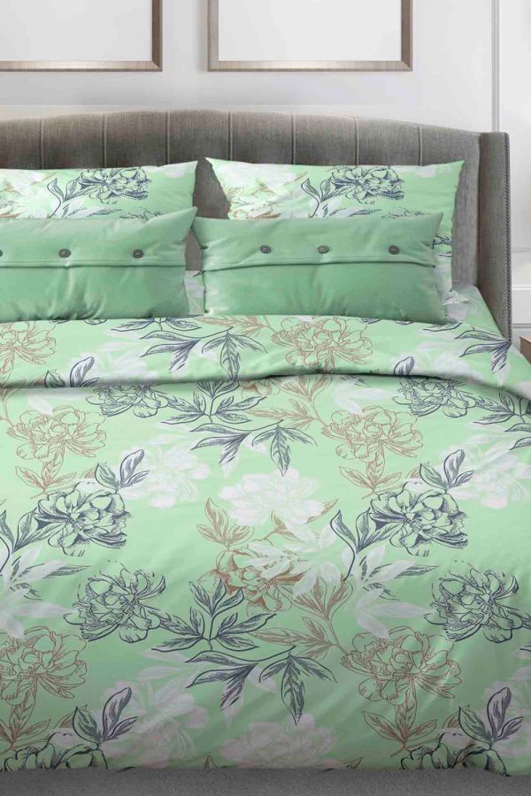 Бязь 2-х спальный с евро [зеленый] Симфония постельное белье
