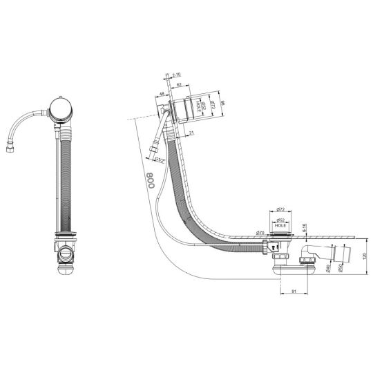 Слив-перелив для ванны Gessi Origini 01080 схема 2