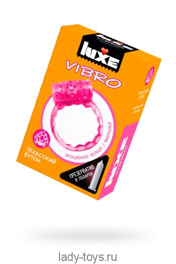 Виброкольцо LUXE VIBRO Техасский Бутон + презерватив, 1 шт, коричневое, 18 см