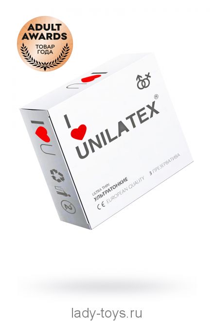 Презервативы Unilatex, natural ultrathin, ультратонкие, 19 см, 5,4 см, 3 шт.