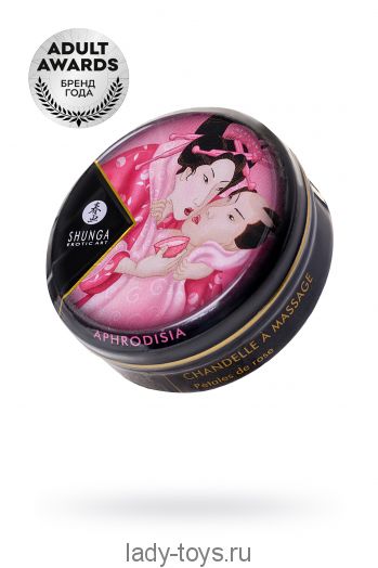 Массажное аромамасло в виде свечи Shunga «Афродизия. Лепестки роз» (Aphrodisia. Rose Petals), 30 м