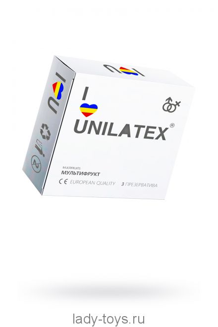 Презервативы Unilatex, multifrutis, аромат, цветные, 19 см, 5,4 см, 3 шт.