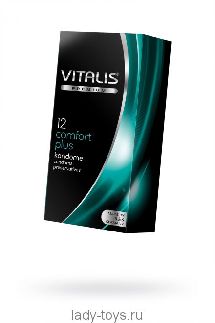 Презервативы Vitalis, premium, comfort plus, анатомичные, 18 см, 5,3 см, 12 шт.