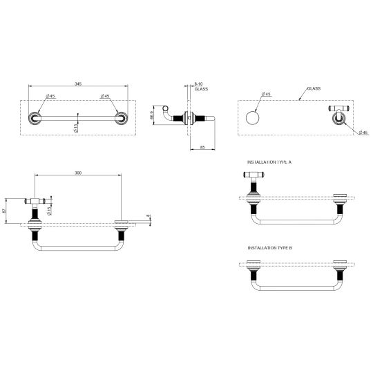 Полотенцедержатель с креплением на стекло  Gessi Venti20 Accessories 65511 ФОТО