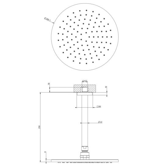 Потолочный тропический душ Gessi Minimalistic Shower 59152 ФОТО