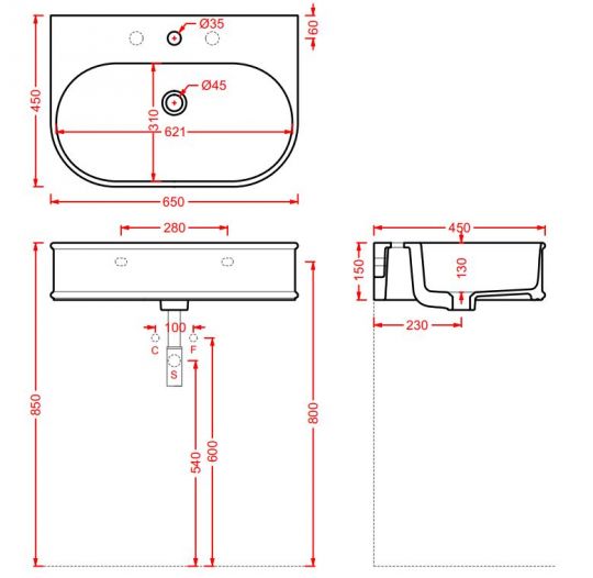 Раковина Artceram Atelier ATL003 65х45 ФОТО