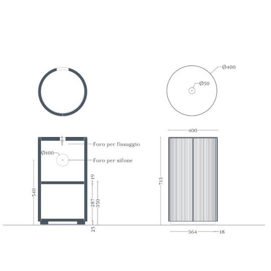 Круглая тумба для раковины Artceram Mono 39х39х72 см столешница с резьбой ACM042 ФОТО