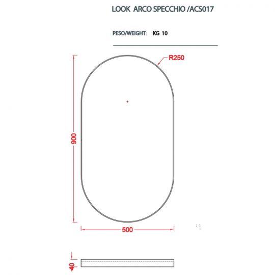 Зеркало в металлической раме Artceram Arco 500х900 мм ACS017 схема 2