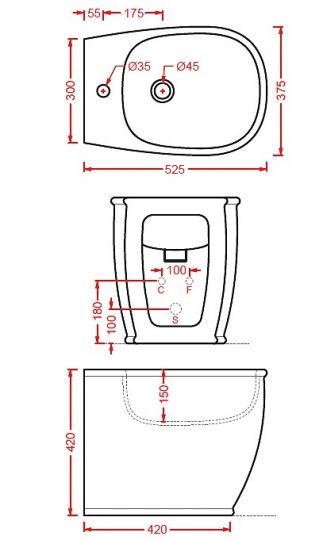 Биде напольное Artceram Atelier 370х520 мм ATB002 ФОТО