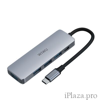 Хаб Wiwu Alpha A541BC 5 в 1 USB-накопителе Type-C мощностью 60 Вт с поддержкой зарядки Pd