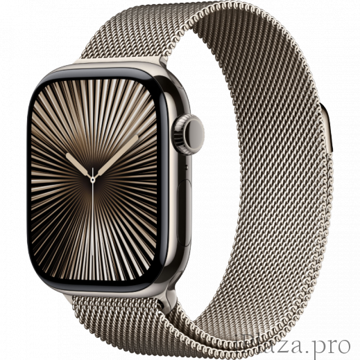 Apple Watch Series 10 46mm Titanium Case Natural Stainless Steel Milanese Band