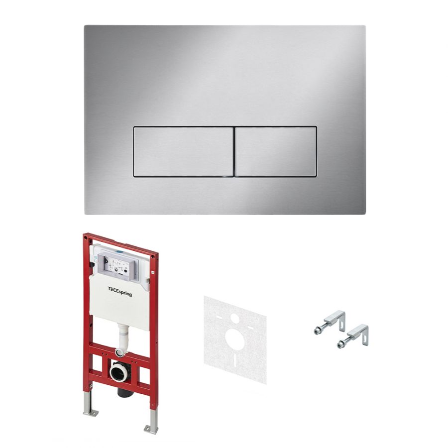 Комплект TECEspring, панель смыва с прямоугольными кнопками, нержавеющая сталь, сатин