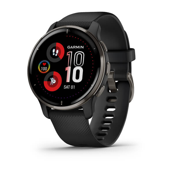 Умные часы Garmin Venu 2 PLUS черные с серым безелем и силиконовым ремешком