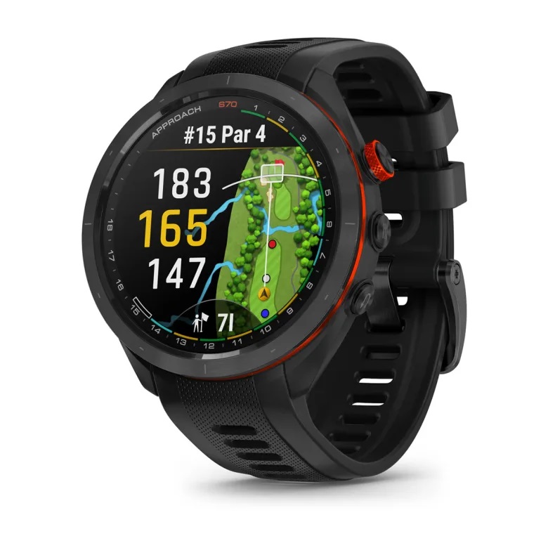 Умные часы Garmin Approach S70 (47 мм) Черный керамический безель с черным силиконовым ремешком