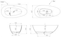 Ванна из искусственного камня Salini Paola Bassa 172x82 S-sense схема 3