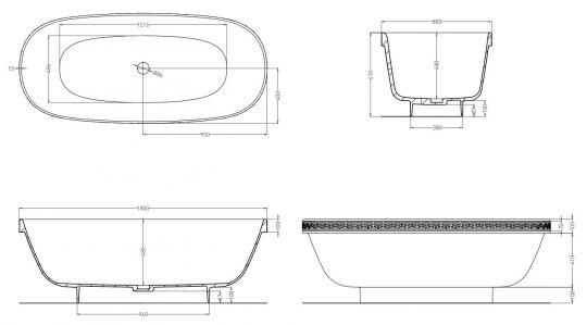 Ванна из искусственного камня Salini Greca Meander 180х80 схема 4