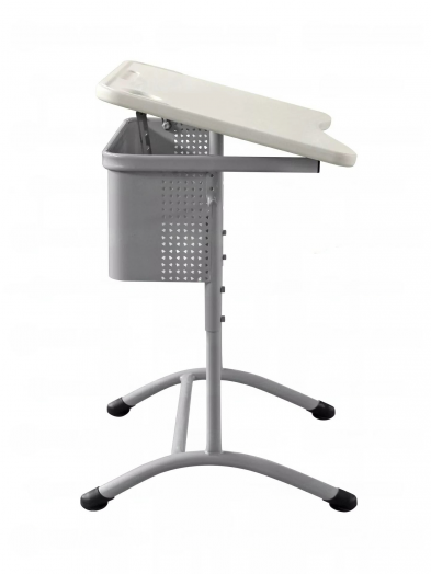 Стол ученический регулируемый одноместный с наклонной столешницей (Антивандальный Белый пластик)