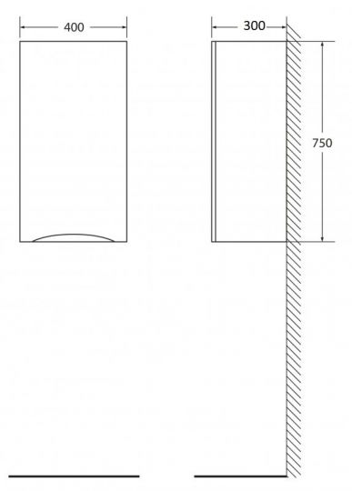 Шкаф подвесной, с одной распашной дверцей BelBagno FLY-MARINO-750-1A-SC-BL-P-L схема 3