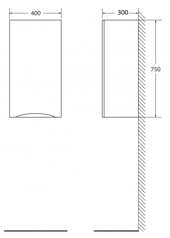 Шкаф подвесной, с одной распашной дверцей BelBagno FLY-MARINO-750-1A-SC-RG-P-R схема 3
